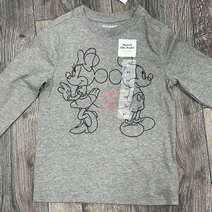 Grey Disney Mickey & Minnie Mouse Heart Long-Sleeved Shirt, Size 5T